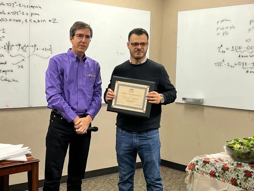 Teaching award presentation in a mathematics classroom